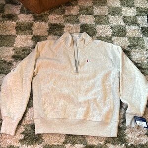 Champion Gray Zip Up Sweater Soft Knit Casual
